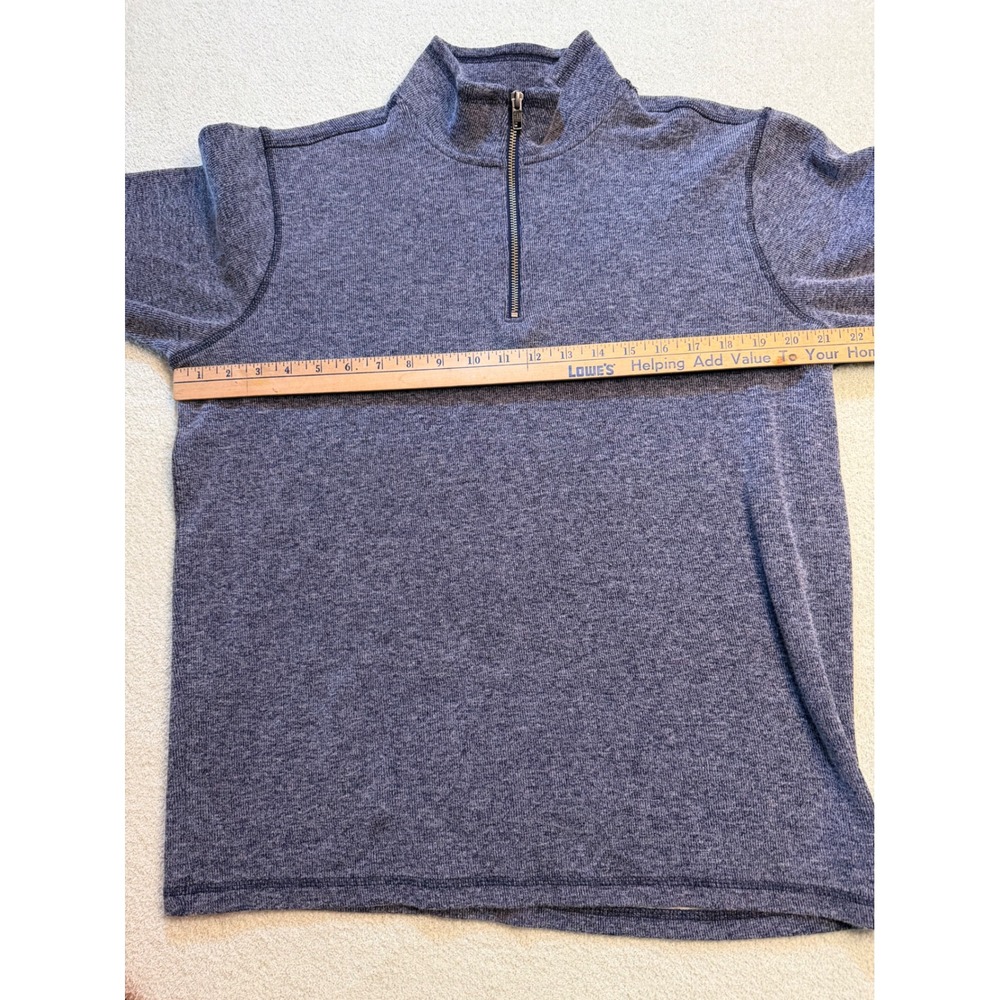 Gap Mens Large 1/4 Zip Pullover Sweater Heathered Navy Blue Waffle Knit L